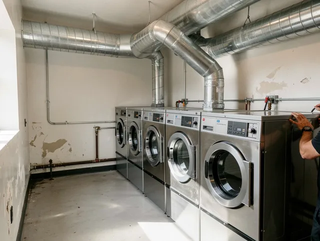 Pinellas Park Dryer Vent Cleaning team performing large-scale commercial dryer vent cleaning in Pinellas Park