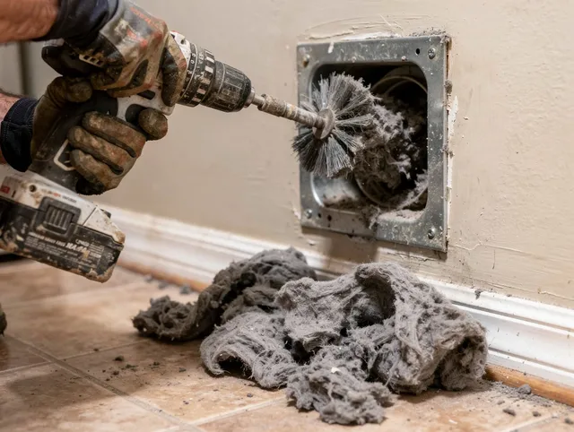Certified Pinellas Park Dryer Vent Cleaning technician performing dryer vent cleaning in Pinellas Park